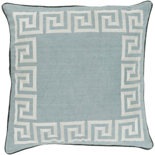 Fleur Print, Fog, Wool & Denim Pillow — Beth Miles Design